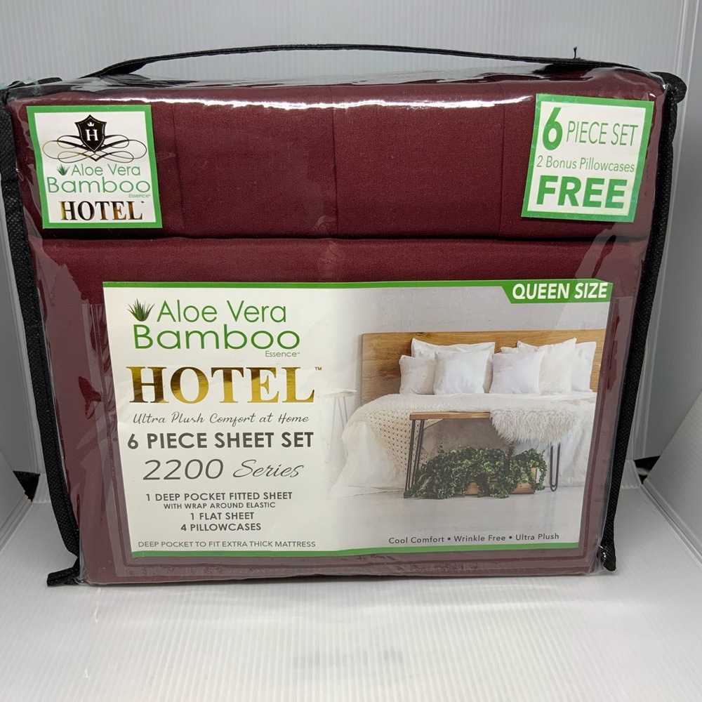 COPY - Queen Bamboo sheet set 6 pc Burgundy